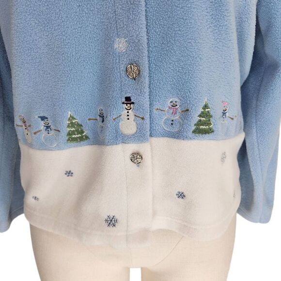 C.B. Casual Christmas snowman button up fleece Size medium - Picture 5 of 6